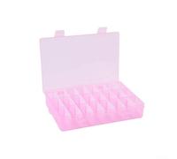 24-Grid Plastic Storage Box Organizer Container for Screws, Jewelry, Craft Parts & Electronic Components - PP Material, Transparent Lid, Lockable, 19 x 12.5 x(Pink)