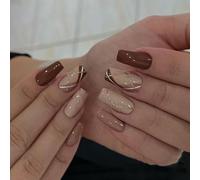 24 grids adhere to the nails, while a glossy faux ballerina is pressed onto a shimmering faux acrylic