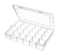 24 Grids Extra Large Plastic Craft Storage Box, Plastic Organizer Container Bead Storage Box with Removable Grids Compartments for Beads DIY Earring Art Crafts Jewelry & Small Parts 33.6x22.4x5.7 CM