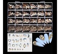 24 Grids Flat Back Nail Rhinestone Nail Art Charms Mix Nail Art Rhinestone Nail Art Decoration for Women Girls