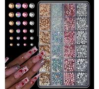 24 Grids Multicolor Resin Nails Art Rhinestones Mixed Shapes for Manicure and Nails Decoration Mixed Shape Beads for Manicure
