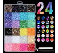 24 Grids Resin Pearls Nails Art Decorations Flatback Easy Attach for Resin Pearls Beads Flat Bottom Pearl Art Accessories