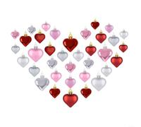 24 Heart Baubles Valentine Decor 4.5cm Red Pink(4cm36)