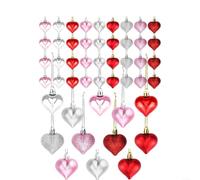 24 Heart Baubles Valentine Decor 4.5cm Red Pink(4cm48)