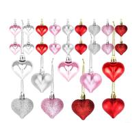 24 Heart Baubles Valentine Decor 4.5cm Red Pink(6cm 27)