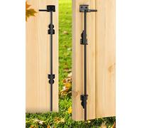 24" Heavy Duty Cane Bolt Gate Drop Rod Hardware Ground Latch for Wood PVC Vinyl Metal Fences Gates, Double Doors, Black Solid Steel -2 Pack