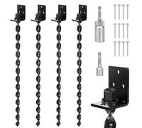 24" Heavy Duty Ground Anchors Screw in, Set of 4 Mobile Home Anchors, Multi-Purpose Earth Anchors with Brackets and Adapter for Drill, Ideal for Mobile Homes, Storage Sheds and Carports(Black)