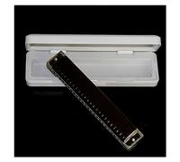 24 Hole C Key Tremolo Harmonica Black Cover Brass Sitting Board With Case Harmonicas for Beginners