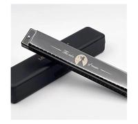 24 hole polyphonic harmonica in the key of C adult self taught beginner harmonica(Black)