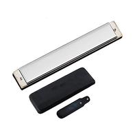 24 Hole Professional Tremolo Harmonica A A# B C C# D D# E F F# G G# MouthOrgan Musical Instrument (Color : Silver G Key)