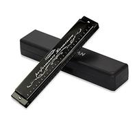 24 Holes Harmonica, Professional Harp Armonica Key, Key of C Tremolo Harmonica for Beginners Adults Kids, Performance Competition Mouth Organ with Hard Case And Cloth,B