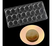 24 Holes Round Coin Shape Polycarbonate Chocolate Mold 3D Chocolate Making Molds DIY PC Jelly Candy Pudding Moulds Chocolate Bar Maker Mold Tray Non Stick Ice Cube Trays Pastry Baking Bakeware Pan