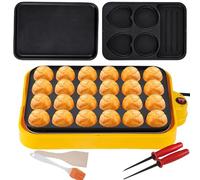 24 Holes Takoyaki Maker, Electric Takoyaki Pan With 3 Frying Pan For Making Octopus Balls & Grill, Automatic Temperature Control, Non-stick Baking Maker For Sandwich, Egg, Steak, Pancake