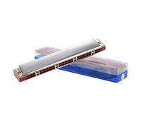 24 Holes Tremolo Harmonica, Stainless Steel Harmonica Instrument with Storage Box for Beginner