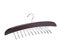 24 Hook Rotating Belt Holder Closet Ties Storage Organizer, Wooden Tie Hanger Rack, With 24 Strong Chrome Swivel Hooks, for Ties Belts Scarves Bags (Black)