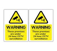 24 Hour CCTV Sticker (2 Pack) | 150 x 200mm Self Adhesive CCTV Warning Signs, Vinyl Security Camera Surveillance Stickers for Home, Shop, Office, Business Premises, Water Resistant Laminated Notices