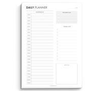 24-Hour Daily Planner Notepad - Undated Productivity Planner Desk Pad, 50 Sheets of Premium 120gsm Paper, Half-Hour Time Slots for Full-Day Scheduling and Organization, To Do List | A4 Mono