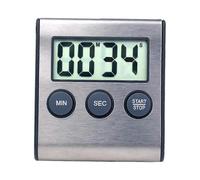 24-hour digital timer, countdown timer and stopwatch, for kitchen, sports, study, meetings, parking, medical treatment - Black stainless steel