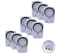 24 Hour Mains 3 Pin Plug In Timer Sockets Clock Energy Saving Lamps Lights 9pc