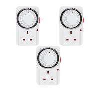 24 Hour Mechanical Timer Plug Socket Pack of 3 Plug-in Timer Switch, 13A 3120W Energy-Saving Plugs-in Timers for Lights, Appliances & Home Security (13A)