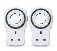 24 Hour Mechanical Timer Plug Socket UK, G-Homa Energy Saving Plug-in Segment Timer Switch with Programmable Time Controller for Indoor Lights, Lamps and Home Appliances, CE Listed (2 Pack)