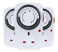 24 Hour Mechanical Timer Plug Socket UK, MDCMLKS Programmable Energy Saving Plug-in Indoor Timer Plug Switch for Indoor Lights, Lamps, Christmas Lights and Home Appliances,CE Listed(13A/3120W, 3 Pack)