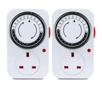 24 Hour Mechanical Timer Plug Socket UK, MDCMLKS Programmable Energy Saving Plug-in Indoor Timer Plug Switch for Indoor Lights, Lamps, Christmas Lights and Home Appliances,CE Listed(13A/3120W, 2 Pack)