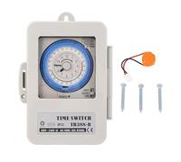 24 Hour Mechanical Timer Switch with Transparent Cover - 15 Minute Minimum Timing, Controls Various Loads for Street Lamp & Device TB388-R