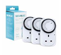 24 Hour Plug In Compact Timer 3 Pack | 13A 2900W Mechanical Socket Timer Switch | Energy Saver for Indoor Lights, Christmas Lights & Home Appliances
