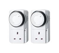 24 Hour Segment Mechanical Timer Switch, Indoor Timer Plug Socket UK for Lamps, Indoor Lights, Coffee Machine, Home Appliances, MAX Load. 13A 3200W, 2 Pack