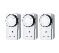 24 Hour Segment Mechanical Timer Switch, Indoor Timer Plug Socket UK for Lamps, Indoor Lights, Coffee Machine, Home Appliances, MAX Load. 13A 3200W, 3 Pack