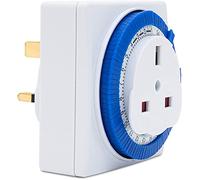 24 Hour Segment Timer Switch, Programmable On/Off Function, UK Mains 3-pin Plug - White
