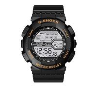 24 Hour Watch Men's Sport Fashion Wrist LCD Stopwatch Date Watch Rubber Digital Boy Men's Watch (Gold, One Size)