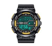 24 Hour Watch Men's Sport Fashion Wrist LCD Stopwatch Date Watch Rubber Digital Boy Men's Watch (Yellow, One Size)