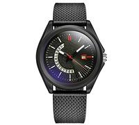 24 Hour Watch Mens Watches Casual Mesh Belt Analog Quartz Watch Men Wristwatch Clock Business Date Casual Watch (Red, One Size)