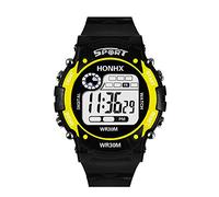 24 Hour Watch Sports Quartz Watch Analog Mens Digital Fashion Alarm Date Wrist Men's Watch (Yellow, One Size)