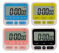 24-Hours Digital Kitchen Timer, Upgraded 12-Hour Display Clock, Big Digits, Loud Alarm, Magnetic Backing Stand, Count-Up & Count Down, Kids Timers for Cooking Baking Classroom Teachers Games(4 Pack)