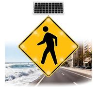 24 In Blinking Pedestrian Crossing Sign Solar Crosswalk Road Traffic Sign Engineering Grade Reflective Film(24in)