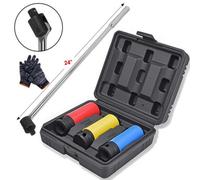 24" Inch 1/2" Drive Breaker Bar + 3 Impacted Metric Alloy Wheel Nut Sockets Uk