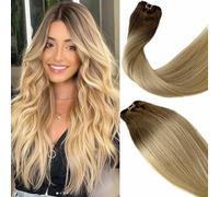 24 Inch 120g Ombre Blonde Hand Tied Weft Real Human Hair Extensions 8T60 Ash Blonde to Platinum Blonde Hand Tied Double Weave