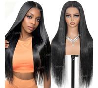 24 Inch 13x6 HD Lace Front Straight Human Hair Wig 100% Unprocessed Brazilian Virgin Hair, Pre-Plucked Natural Hairline 180% Density with Baby Hair Adjustable Cap Wig for Black Women