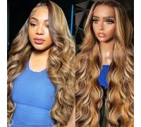 24 Inch 4/27 Ombre Body Wave Human Hair Wig For Black Women,13x4 Highlight HD Lace Front Wigs Human Hair Pre Plucked With Baby Hair,Brazilian Honey Blonde Wig Human Hair Colored Wigs