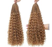 24 Inch Boho Box Braids Crochet Hair,Bohemian Curly Ends Messy Pre-looped Synthetic Hairs for Black Women(27 Color,3Pcs)