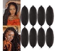24 Inch Bouncy Afro Twist Hair, 8 Packs for Soft Frayed Locs Natural Black Marley Twists as Synthetic Hair Extensions for Crochet Braiding Method (24 Inches, 8 Packs, 2#)