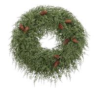 24 inch Christmas Wreath for Front Door, Real Touch Cedar Wreath with Pinecones Large Christmas Door Wreaths Artificial Hanging Pine Wreath for Xmas Indoor Outdoor Windows Holiday Decorations