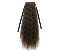 24 Inch Clip in Long Corn Wave Ponytail Extension,Wrap Around Wavy Curly Fluffy Synthetic Hairpiece for Fashion Women Easy Installation and Removal(2M30#)