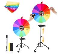 24 Inch Color Prize Wheel, 14 Slots Roulette Spinning Game Wheel with Height Adjustable Tripod Stand,Dry Erase Marker & Eraser, Floor Standing Roulette Spinner of Fortune for Party Carnival Trade Show