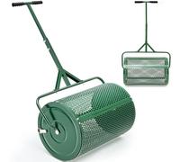 24 Inch Compost Spreader, Peat Moss Spreader with Upgrade T Shaped Handle for Planting Seeding Durable Lightweight Metal Mesh Spreader for Lawn and Garden Care Manure Spreaders Roller