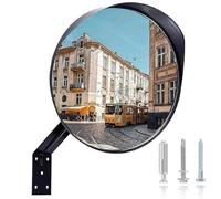 24-Inch Convex Security Corner Mirror, Adjustable Fixing Bracket, Indoor and Outdoor Use, for Retail Store, Garage, Warehouse, Blind Spot, Office, Parking Lot