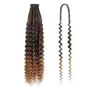 24 Inch Deep Curly Hair Dreadlock Extensions 0.6 cm Width 20 Strands Crochet Synthetic Loc for Women and Men Wear and Go(1BT27#)